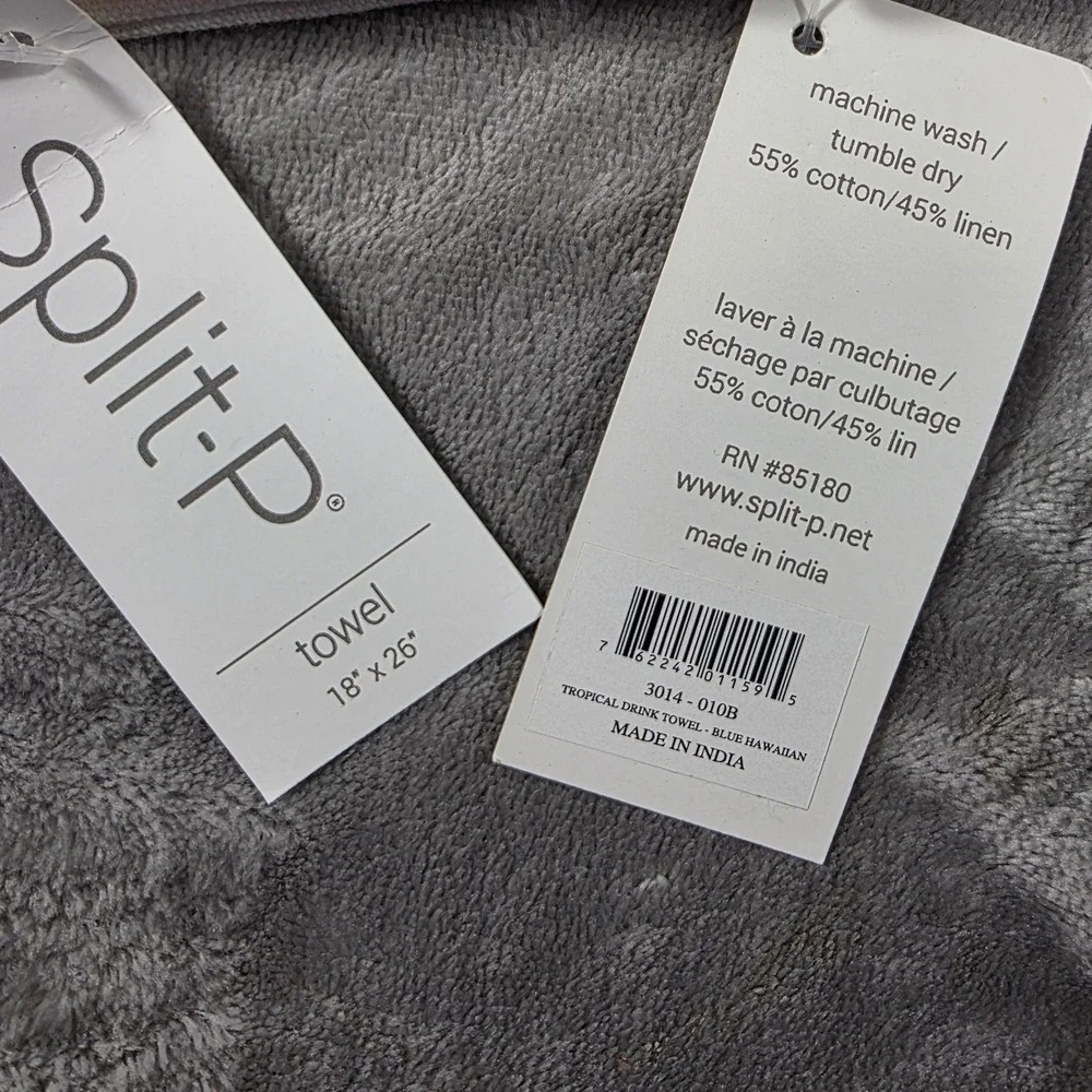 Split P Kitchen Towels 18x26 Linen Blend Hawaiian Tropical Drink Set of 2 NWT